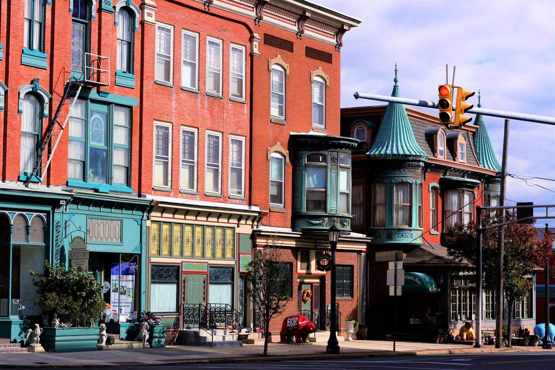 boyertown street view with beautiful architecture