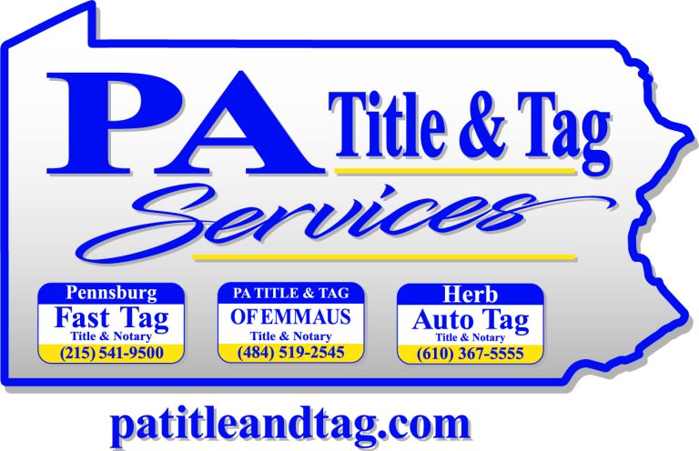 pa title and tag services logo with phone numbers and website
